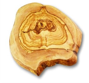 Olive Wood Rustic Round Serving Board — Live Edge, 30cm | Handcrafted Greek Olivewood