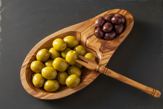 Olive Set of 2 - (2 sections Serving Dish + Olive Pick)