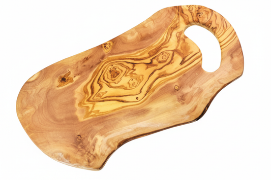 Olive Wood Rustic Oval Serving Board — Live Edge, 45x22cm | Handcrafted Greek Olivewood