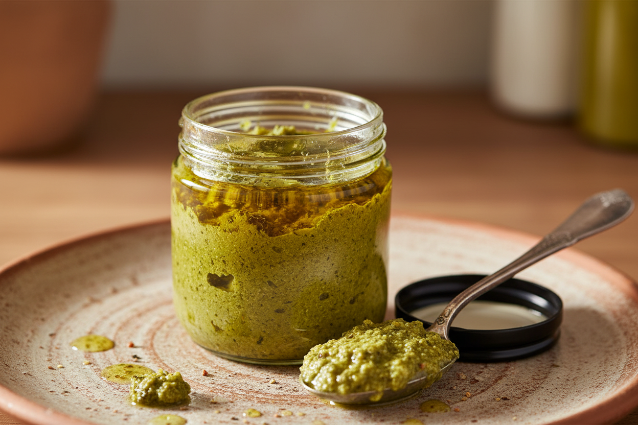 Pesto Green Peppers Close-up
