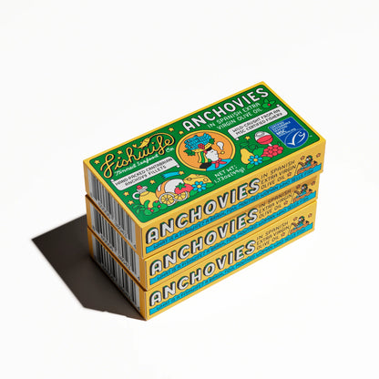 Fishwife Cantabrian Anchovies in EVOO — Wild-Caught, Hand-Filleted Spanish Conservas, 60% Less Salt