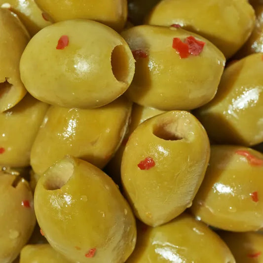 Hot & Spicy Green Olives | Pitted, Liquid-Free | Mediterranean Snack Olives | Freestyle