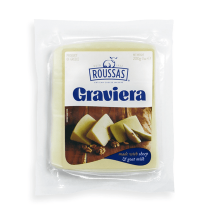 Roussas Graviera — Aged Greek Hard Cheese, 100% Sheep's Milk | For Saganaki, Grating & Cheese Boards | 7 oz
