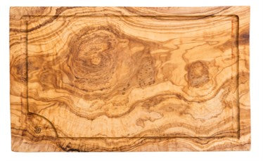Olive Wood Cutting Board with Juice Groove — Smooth Finish, 40x15cm | Greek Olivewood