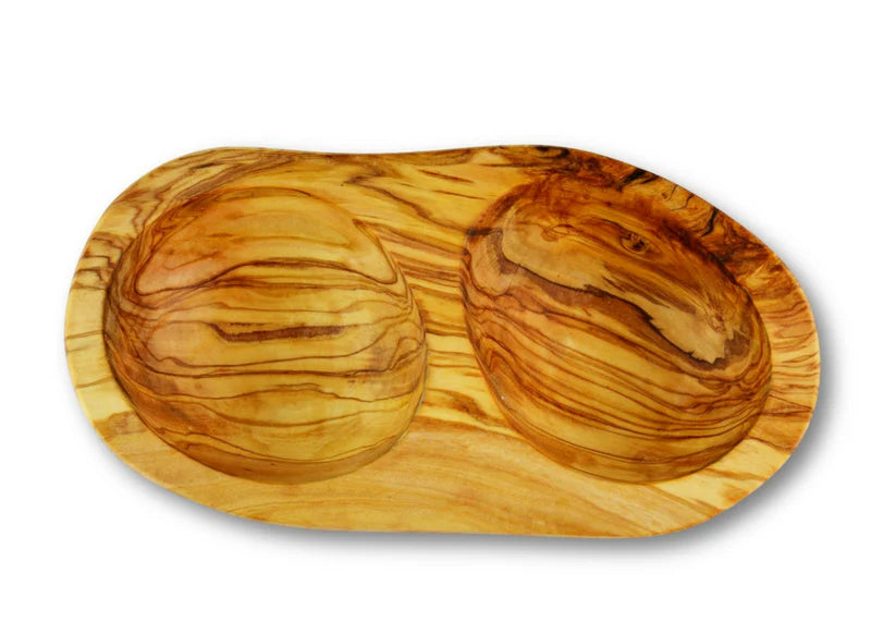 Olive Wood Appetizer Dish — 2 to 6 Sections | Handcrafted Greek Olivewood