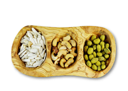 Olive Wood Appetizer Dish — 2 to 6 Sections | Handcrafted Greek Olivewood