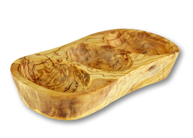 Olive Wood Appetizer Dish — 2 to 6 Sections | Handcrafted Greek Olivewood