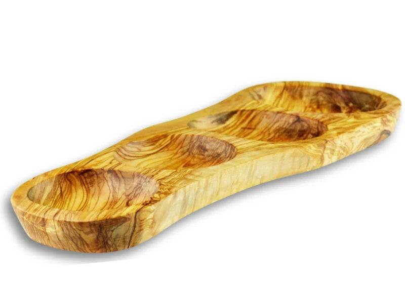 Olive Wood Appetizer Dish — 2 to 6 Sections | Handcrafted Greek Olivewood