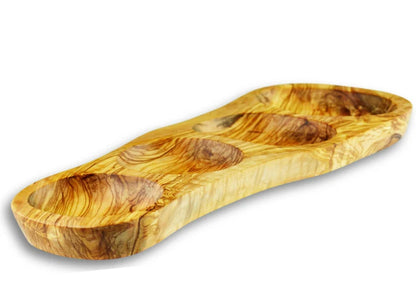 Olive Wood Appetizer Dish — 2 to 6 Sections | Handcrafted Greek Olivewood