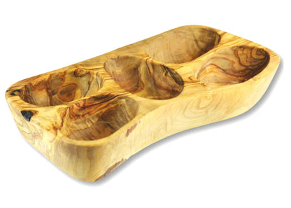 Olive Wood Appetizer Dish — 2 to 6 Sections | Handcrafted Greek Olivewood