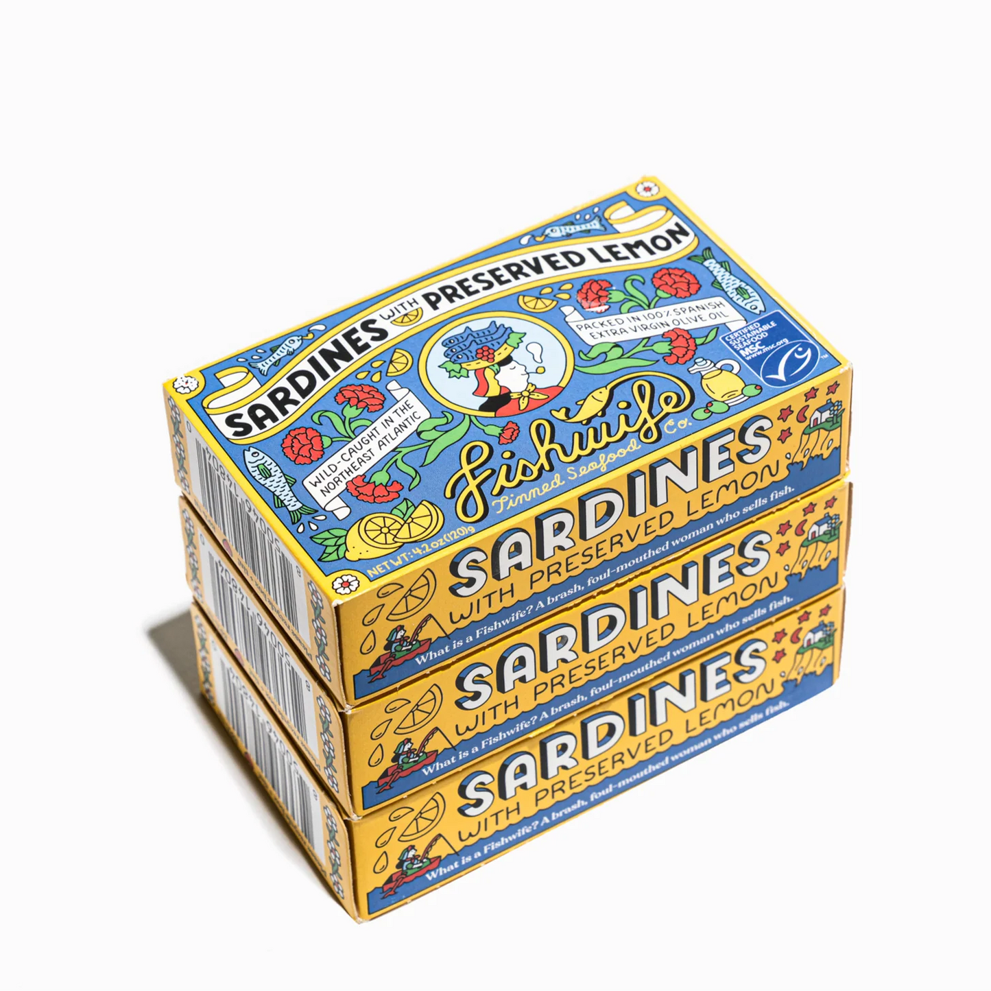 Fishwife Mediterranean Sardines with Preserved Lemon in EVOO — Wild-Caught, Hand-Packed in Galicia, Spain