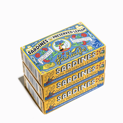 Fishwife Mediterranean Sardines with Preserved Lemon in EVOO — Wild-Caught, Hand-Packed in Galicia, Spain