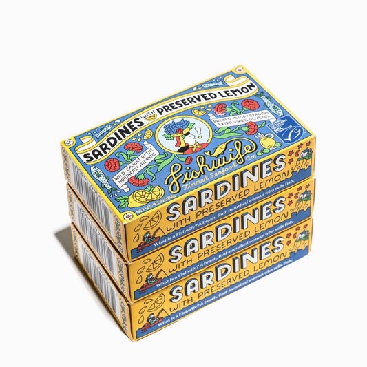 Fishwife Mediterranean Sardines with Preserved Lemon in EVOO — Wild-Caught, Hand-Packed in Galicia, Spain