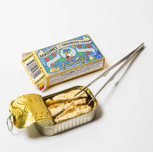 Fishwife Mediterranean Sardines with Preserved Lemon in EVOO — Wild-Caught, Hand-Packed in Galicia, Spain