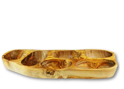 Olive Wood Appetizer Dish — 2 to 6 Sections | Handcrafted Greek Olivewood