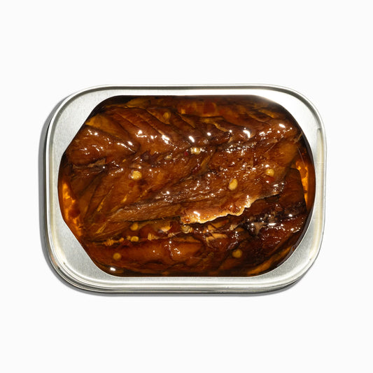 Fishwife Slow Smoked Mediterranean Mackerel with Chili Flakes in EVOO — MSC-Certified, Beechwood-Smoked