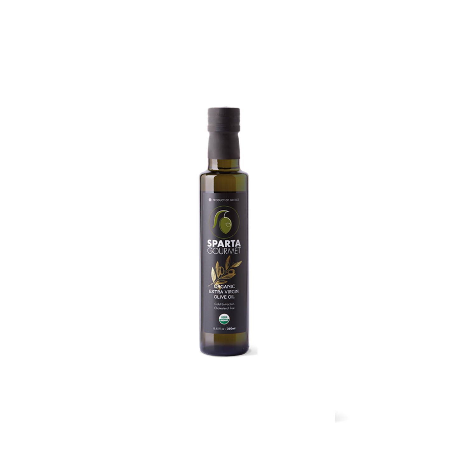 Sparta Gourmet Organic Koroneiki EVOO 250ml — Cold-Pressed Greek Olive Oil for Mediterranean Cooking, USDA Organic, Laconia
