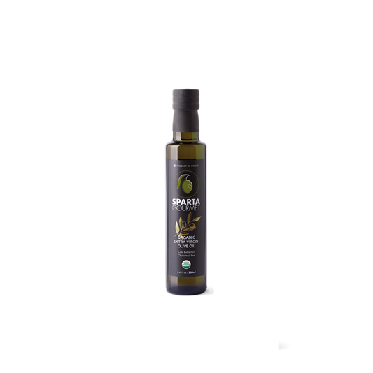 Sparta Gourmet Organic Koroneiki EVOO 250ml — Cold-Pressed Greek Olive Oil for Mediterranean Cooking, USDA Organic, Laconia
