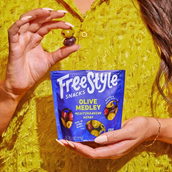 Mediterranean Herb Medley Olives | Pitted, Liquid-Free | Greek Herb-Marinated Olives | Freestyle