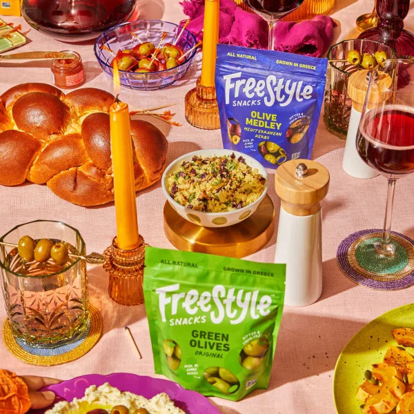 Mediterranean Herb Medley Olives | Pitted, Liquid-Free | Greek Herb-Marinated Olives | Freestyle
