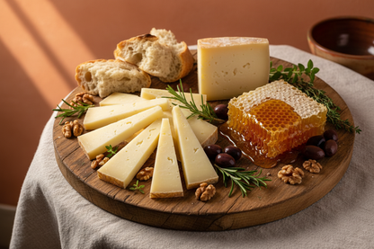 Graviera Cheese Board with Honey and Walnuts