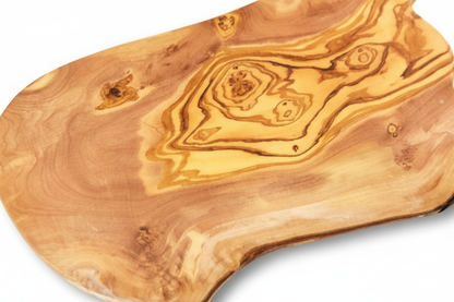 Olive Wood Rustic Oval Serving Board — Live Edge, 45x22cm | Handcrafted Greek Olivewood