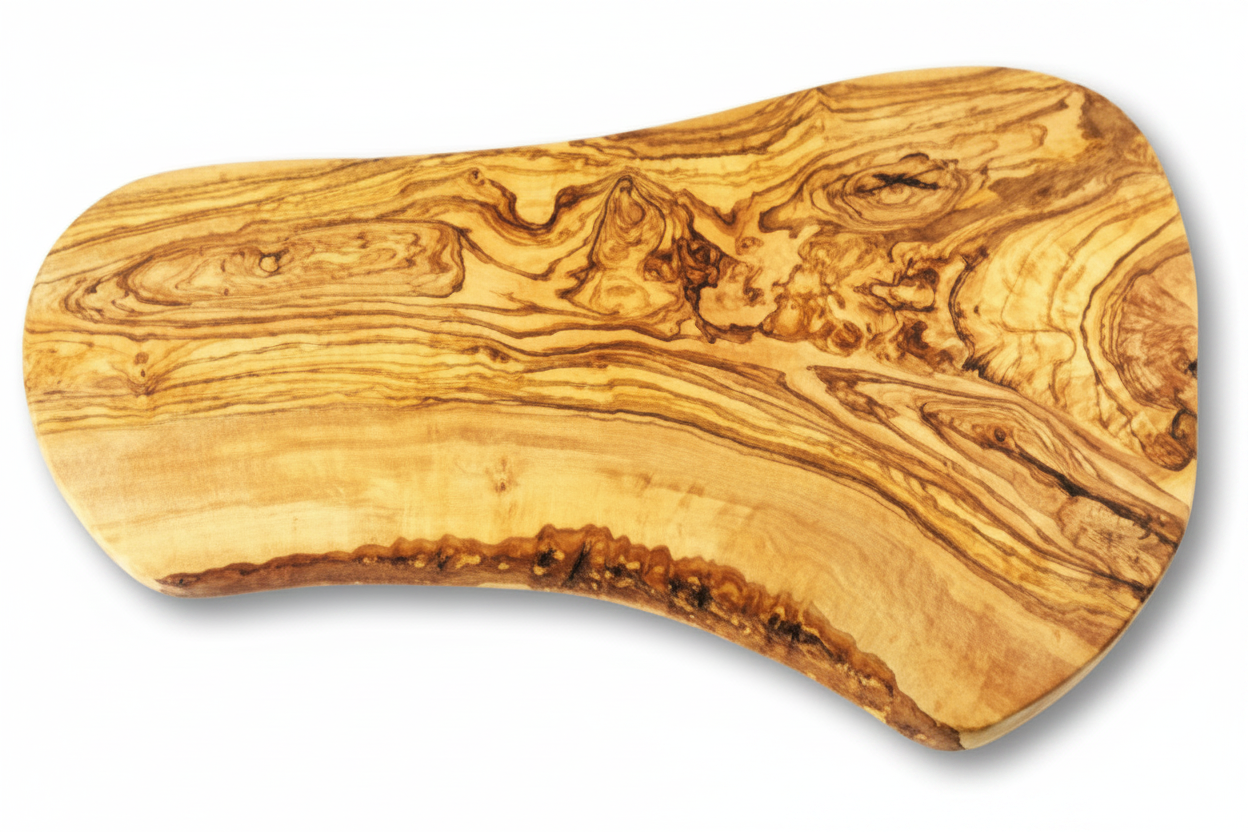 Olive Wood Rustic Serving Board — Live Edge, 58x28cm | Handcrafted Greek Olivewood