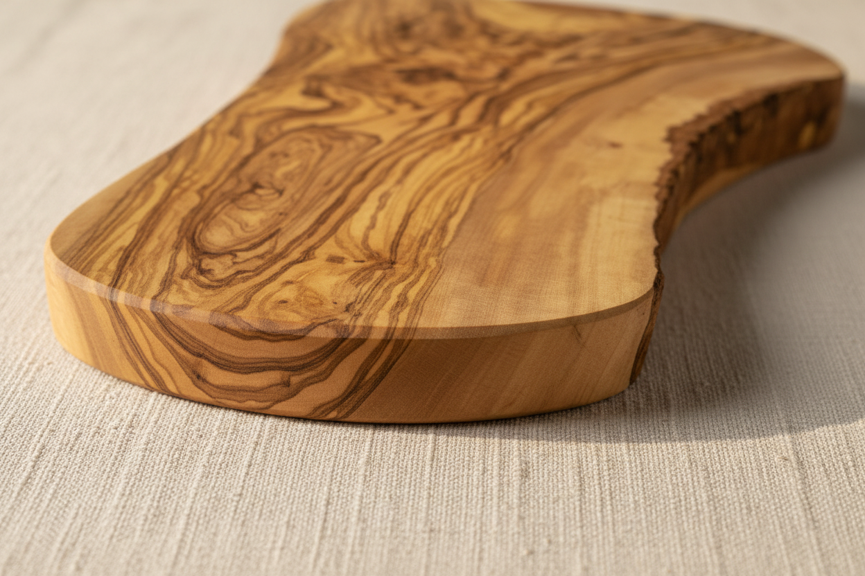 Olive Wood Rustic Serving Board — Live Edge, 58x28cm | Handcrafted Greek Olivewood