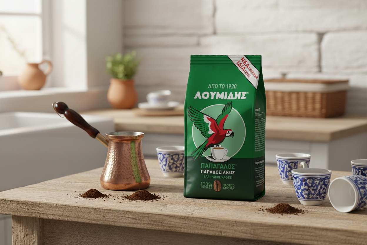 Loumidis Papagalos Greek Coffee | Traditional Classic Roast | 16oz