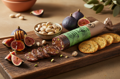 Hellenic Farms Vegan Fig Salami — Pistachio & Cinnamon | Raw Greek Figs, No Added Sugar | Vegan Charcuterie