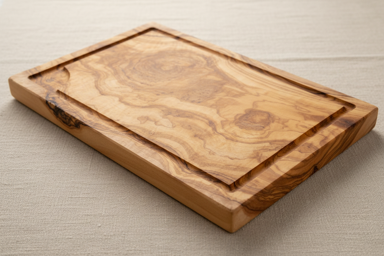 Olive Wood Cutting Board with Juice Groove — Smooth Finish, 40x15cm | Greek Olivewood