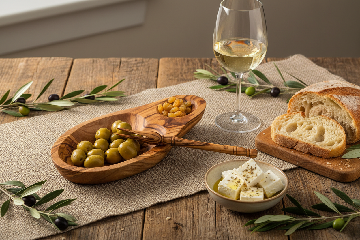 Olive Set of 2 - (2 sections Serving Dish + Olive Pick)