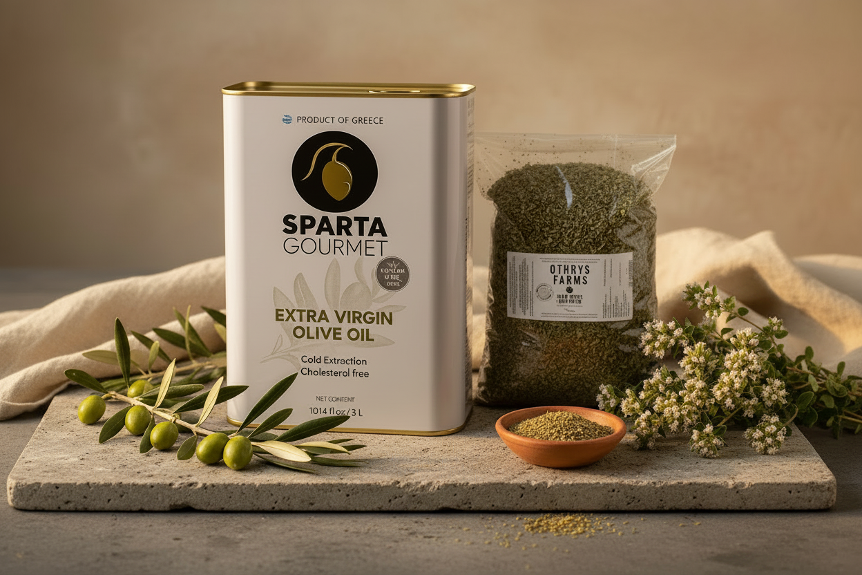 Sparta Gourmet EVOO 3L + Othrys Wild Greek Oregano 1lb — The Greek Kitchen Staples Bundle