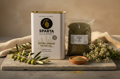 Sparta Gourmet EVOO 3L + Othrys Wild Greek Oregano 1lb — The Greek Kitchen Staples Bundle