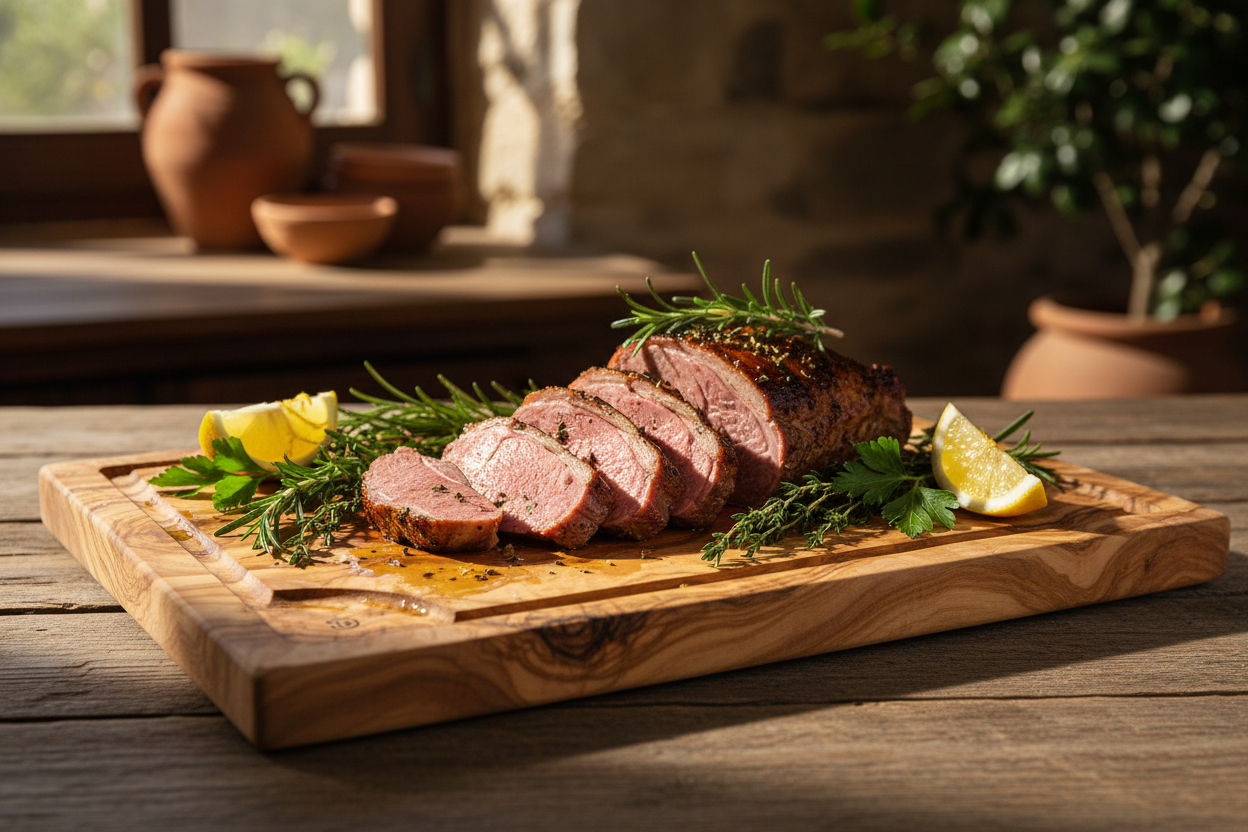 Olive Wood Cutting Board with Juice Groove — Smooth Finish, 40x15cm | Greek Olivewood