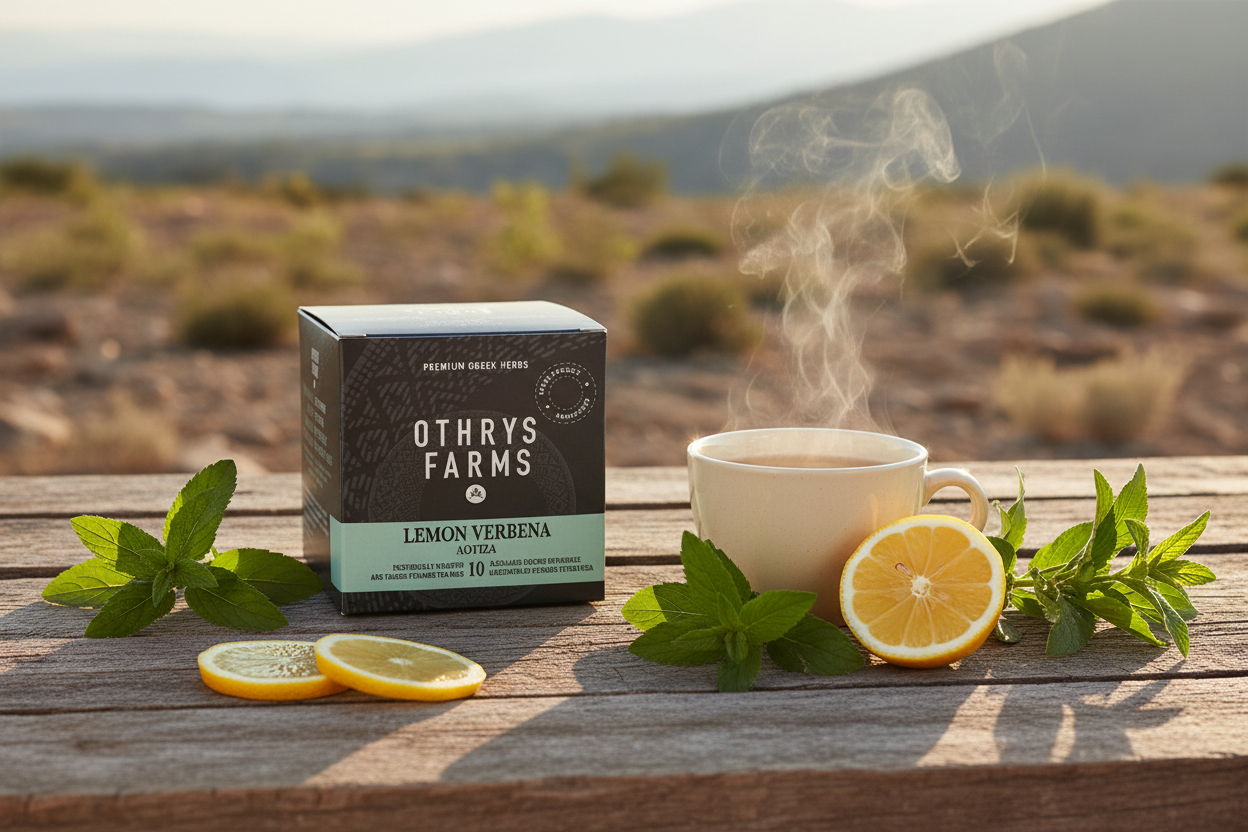 Othrys Farms Greek Lemon Verbena Herbal Tea | Wild-Harvested | 10 Pyramid Bags x 1.5gr