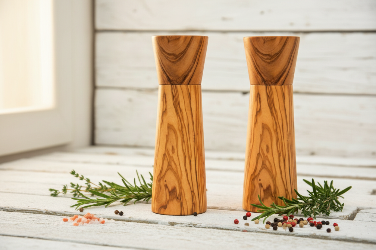 Olive Wood Salt & Pepper Grinder — Ceramic Mechanism | Handcrafted Greek Olivewood
