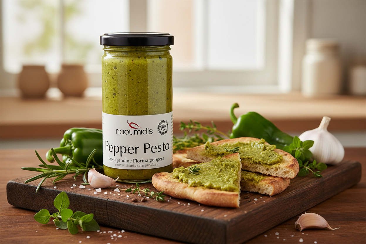 Pesto Green Peppers Flatbread