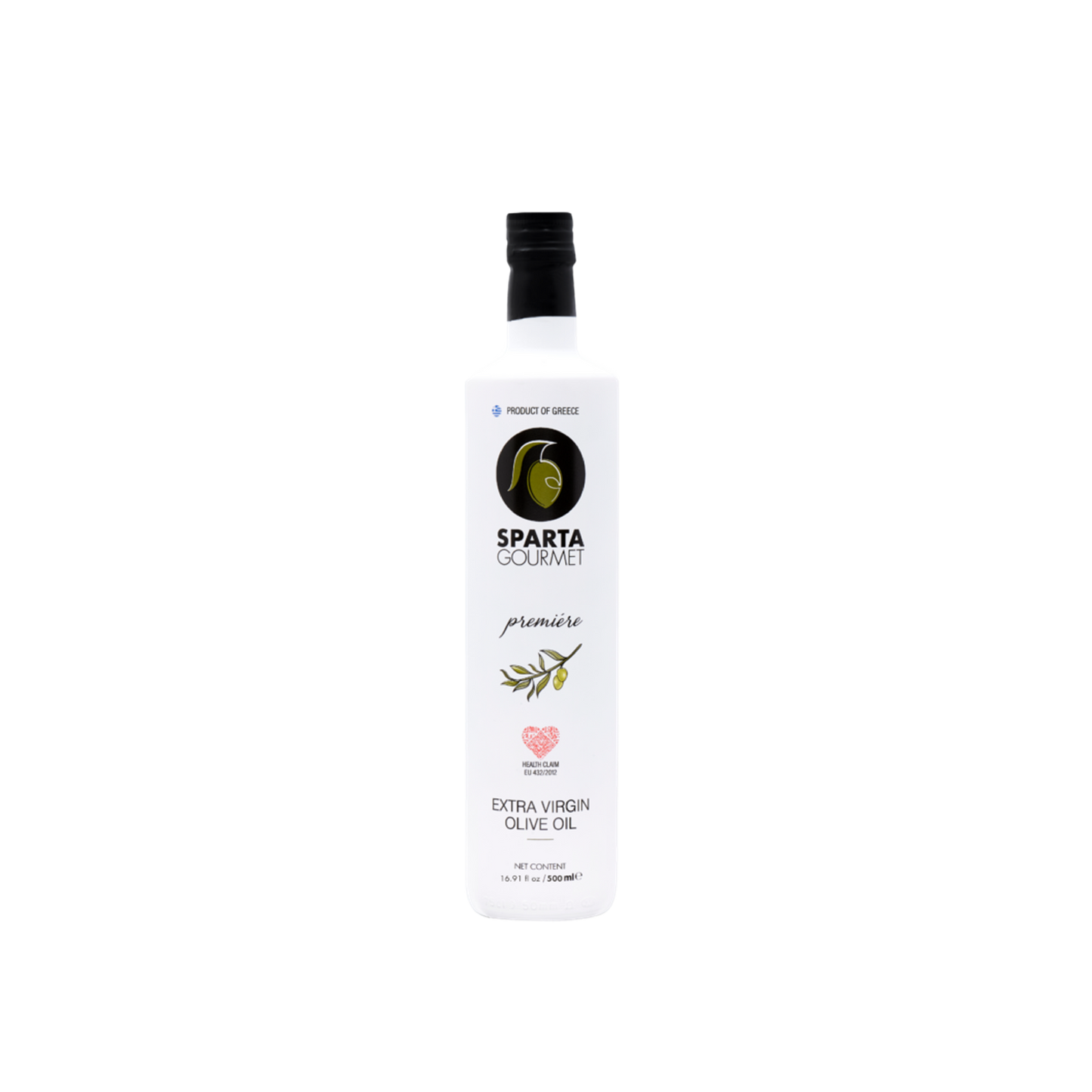 Sparta Gourmet Premier olive oil bottle on a white background