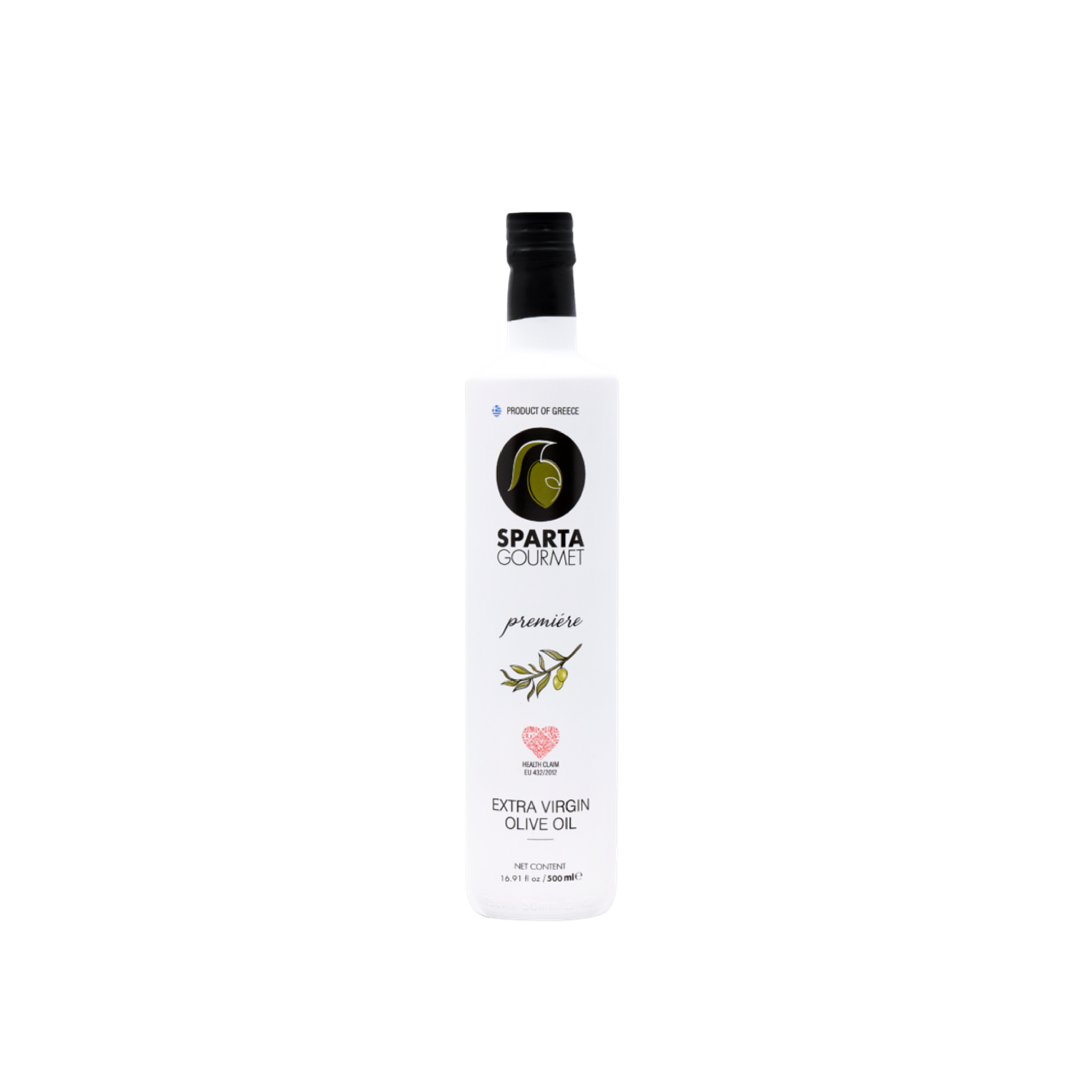 Sparta Gourmet Premier olive oil bottle on a white background