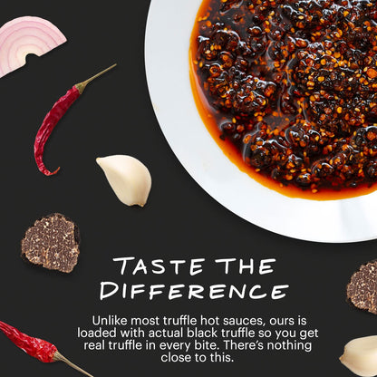 Momofuku Black Truffle Chili Crunch. Distributed by Alpha Omega Imports