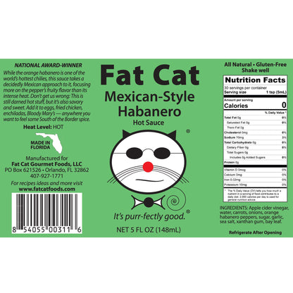 Fat Cat Mexican-Style Habanero — Fruity, Citrusy Hot Sauce | Award-Winning | Made in Florida | 5oz