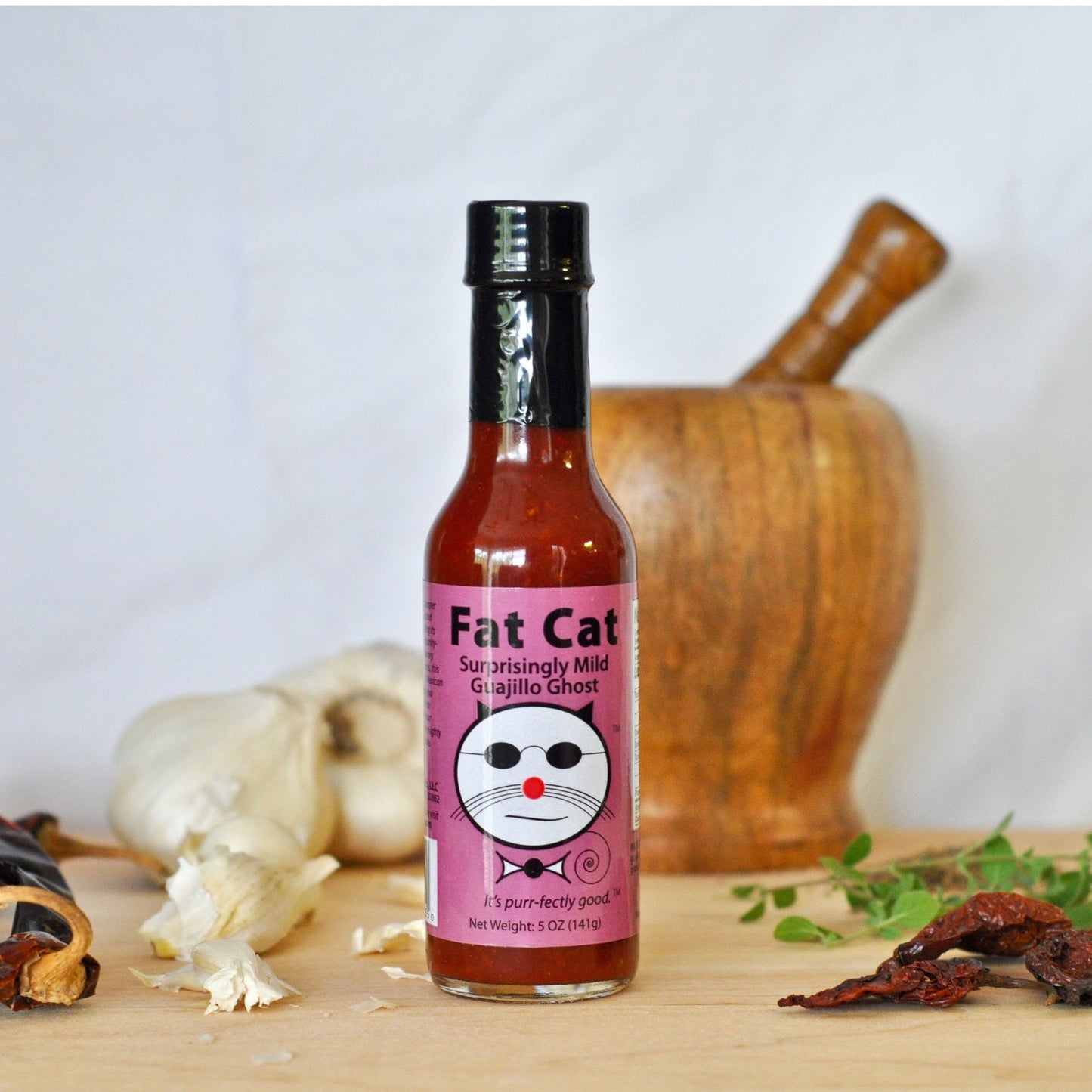 Fat Cat Surprisingly Mild Guajillo Ghost — Tex-Mex Hot Sauce | Small-Batch | Made in Florida | 5oz